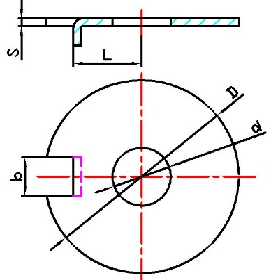 外舌止动垫圈 GB/T856-1988 2D 工程图纸，宜路工业紧固系统（上海）有限公司国标外舌防松止动垫圈尺寸图